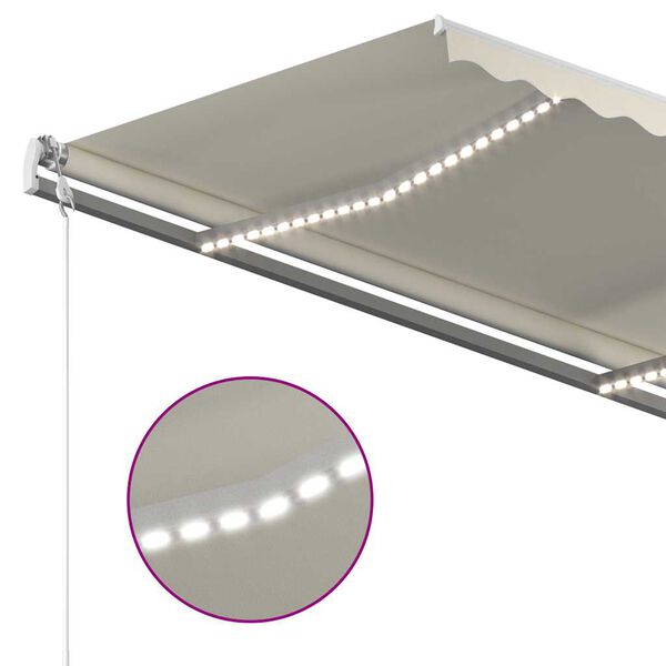 vidaXL Ručně zatahovac&iacute; mark&yacute;za s LED světlem 3 x 2,5 m kr&eacute;mov&aacute;