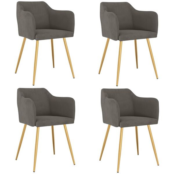 vidaXL J&iacute;deln&iacute; židle 4 ks tmavě &scaron;ed&eacute; samet