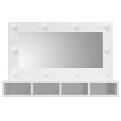 vidaXL Zrcadlová skříňka s LED bílá s vysokým leskem 90 x 31,5 x 62 cm