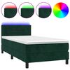 vidaXL Box spring postel s matrac&iacute; a LED tmavě zelen&aacute; 90x190 cm samet