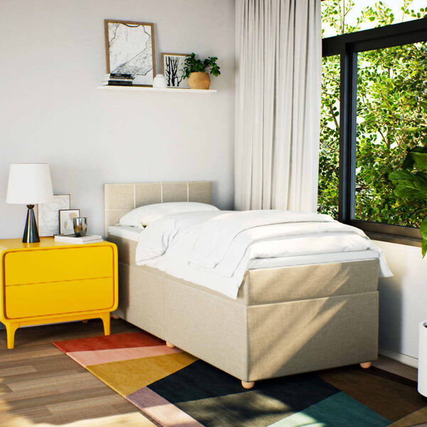 vidaXL Box spring postel s matrací krémová 100 x 200 cm textil