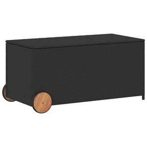 vidaXL Zahradn&iacute; &uacute;ložn&yacute; box s kolečky čern&yacute; 190 l polyratan