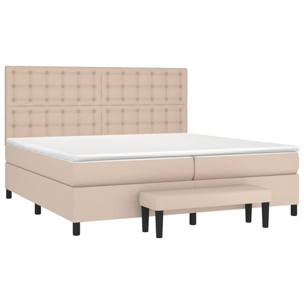 vidaXL Box spring postel s matrac&iacute; cappuccino 200 x 200 cm uměl&aacute; kůže