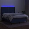 vidaXL Box spring postel s matrac&iacute; a LED modr&aacute; 140x200 cm textil