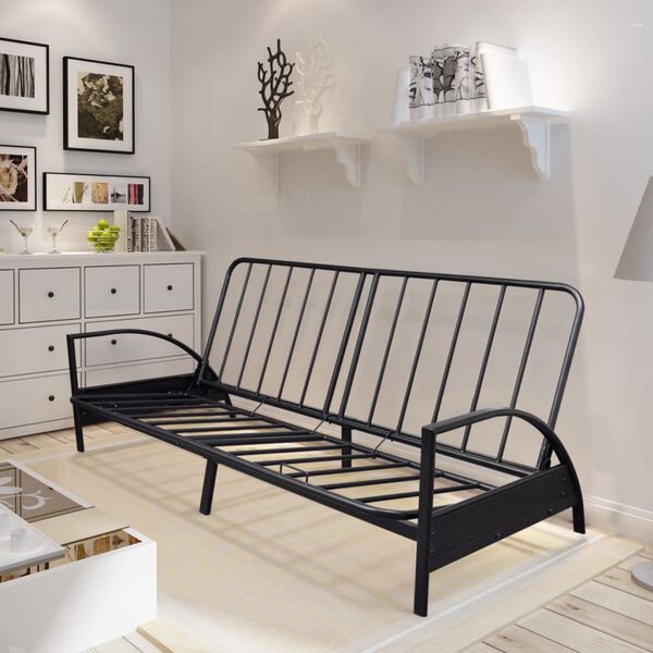 vidaXL Rozkl&aacute;dac&iacute; klik klak pohovka kovov&aacute; čern&aacute;