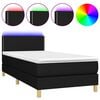 vidaXL Box spring postel s matrac&iacute; a LED čern&aacute; 90x190 cm textil