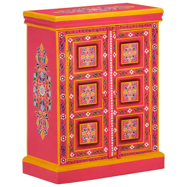 vidaXL Příborník z masivního mangovníku ručně malovaný růžový