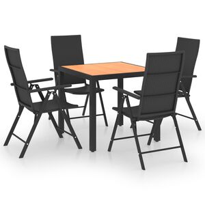 vidaXL 5d&iacute;ln&yacute; zahradn&iacute; j&iacute;deln&iacute; set čern&yacute; a hněd&yacute;