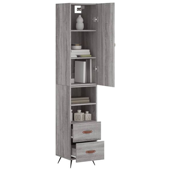 vidaXL Skř&iacute;ň highboard &scaron;ed&aacute; sonoma 34,5 x 34 x 180 cm kompozitn&iacute; dřevo