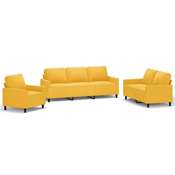 vidaXL 3d&iacute;ln&aacute; sedac&iacute; souprava s podu&scaron;kami žlut&aacute; samet