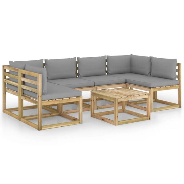 vidaXL 7d&iacute;ln&aacute; zahradn&iacute; sedac&iacute; souprava a podu&scaron;ky impregnovan&aacute; borovice