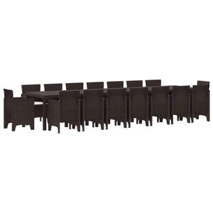 vidaXL Zahradn&iacute; j&iacute;deln&iacute; souprava s pol&scaron;t&aacute;ři 17 pcs Hněd&aacute; PP