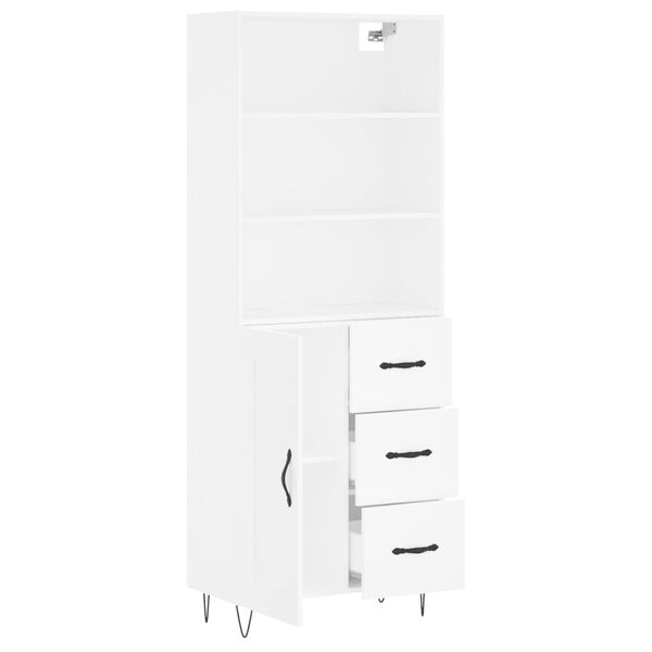 vidaXL Skř&iacute;ň highboard b&iacute;l&aacute; 69,5 x 34 x 180 cm kompozitn&iacute; dřevo