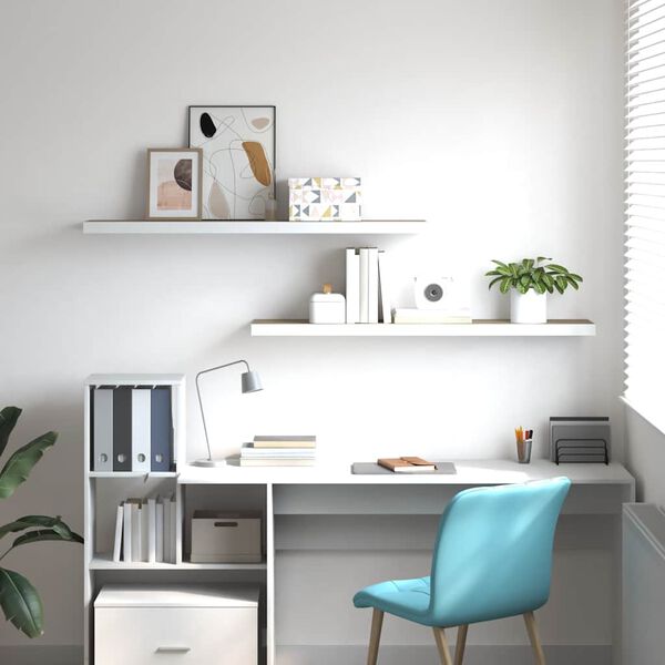 vidaXL Plovouc&iacute; n&aacute;stěnn&eacute; police 2 ks dub a b&iacute;l&eacute; 120x23,5x3,8 cm MDF