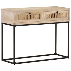 vidaXL Konzolov&yacute; stolek 100x35x76cm masivn&iacute; mangovn&iacute;k a př&iacute;rodn&iacute; r&aacute;kos
