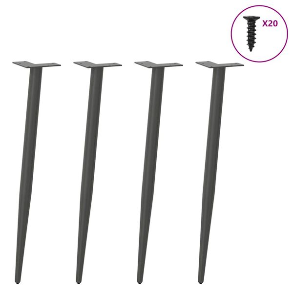 vidaXL Nohy konzolov&eacute;ho stolku kuželov&eacute;ho tvaru 4 ks antracitov&eacute; 72-73 cm ocelov&eacute;