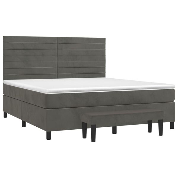 vidaXL Box spring postel s matrac&iacute; tmavě &scaron;ed&aacute; 180x200 cm samet