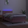vidaXL Box spring postel s matrac&iacute; a LED růžov&aacute; 100x200 cm samet