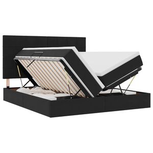 vidaXL Postel s LED p&aacute;sky s čelo s &uacute;loži&scaron;těm Čern&aacute; 180 x 200 cm samet