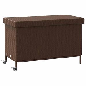 vidaXL Zahradn&iacute; &uacute;ložn&yacute; box s kolečky hněd&yacute; 110x55x73 cm polyratan