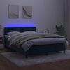 vidaXL Box spring postel s matrac&iacute; a LED tmavě modr&aacute; 140x200 cm samet