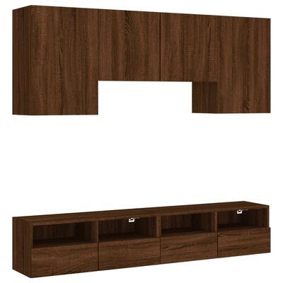 vidaXL 5dílná obývací stěna hnědý dub kompozitní dřevo