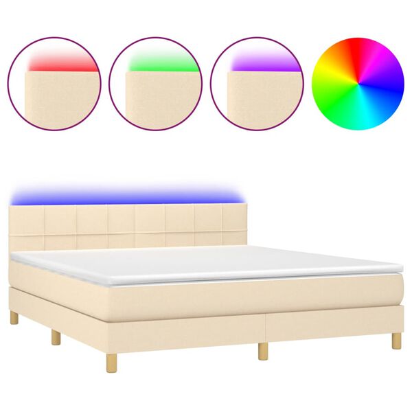 vidaXL Box spring postel s matrac&iacute; a LED kr&eacute;mov&aacute; 180x200 cm textil