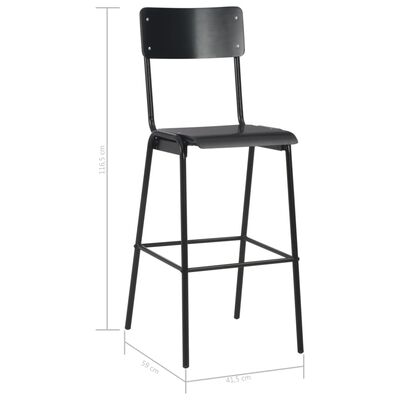 vidaXL Barové židle 2 ks černé masivní překližka a ocel