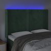 vidaXL Čelo postele s LED tmavě zelen&eacute; 147 x 16 x 118/128 cm samet