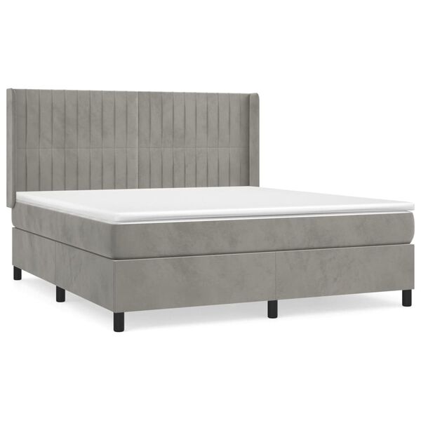 vidaXL Box spring postel s matrac&iacute; světle &scaron;ed&aacute; 160x200 cm samet
