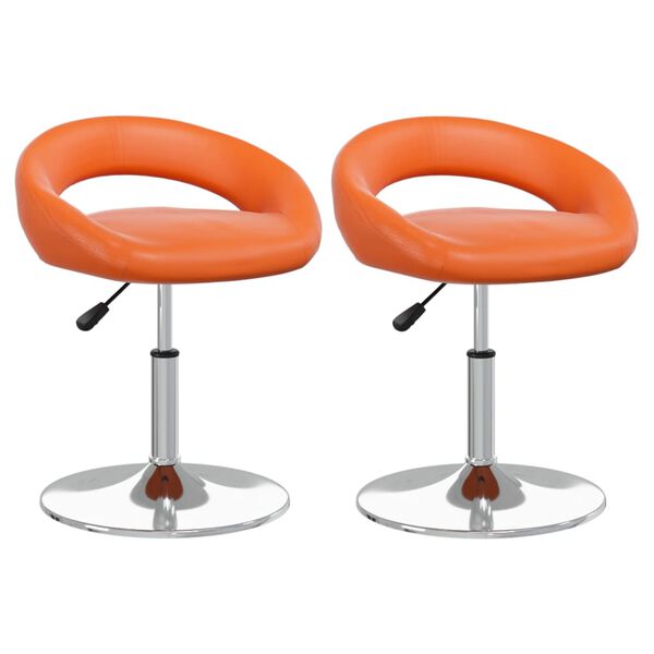 vidaXL Otočn&eacute; j&iacute;deln&iacute; židle 2 ks oranžov&eacute; uměl&aacute; kůže