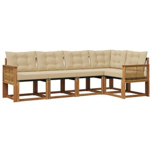 vidaXL Venkovn&iacute; pohovkov&aacute; souprava 5 pcs Přirozen&aacute; a B&eacute;žov&aacute;