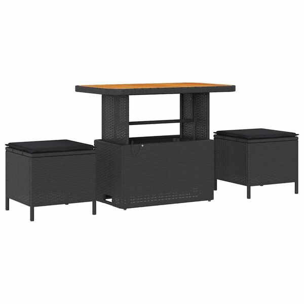 vidaXL Sada zahradn&iacute;ch pohovek s pol&scaron;t&aacute;řem s &uacute;loži&scaron;těm 8 pcs Čern&aacute;