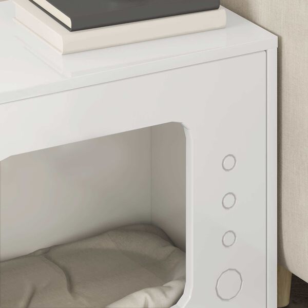 vidaXL Kočič&iacute; dům Leskl&aacute; B&iacute;l&aacute; 51 x 30 x 42 cm kompozitn&iacute; dřevo