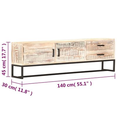 vidaXL TV stolek bílý 140 x 30 x 45 cm masivní akáciové dřevo