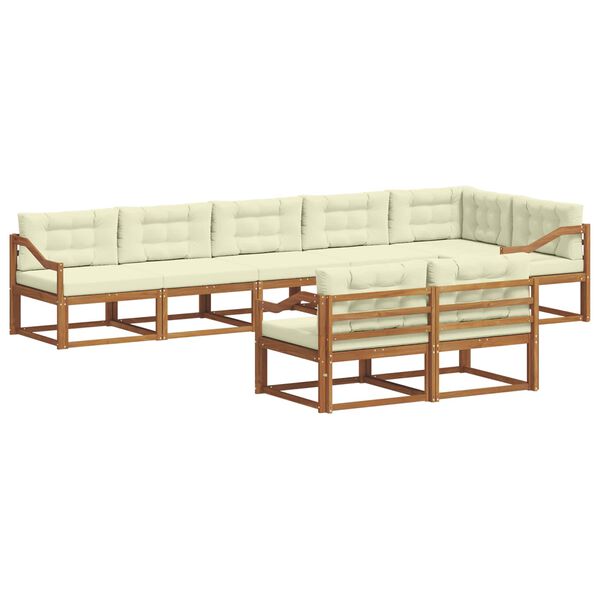 vidaXL Venkovn&iacute; pohovkov&aacute; souprava 8 pcs Přirozen&aacute; a Kr&eacute;mov&aacute;