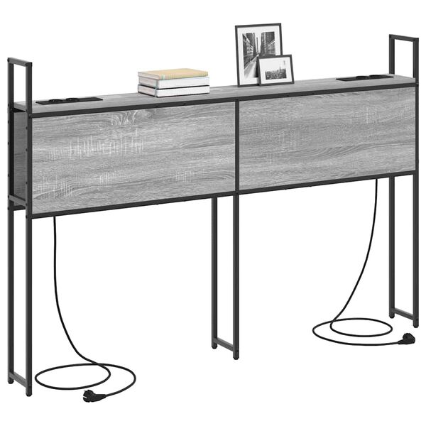 vidaXL &Uacute;ložn&aacute; hlavov&aacute; deska s nab&iacute;jec&iacute; stanic&iacute; &Scaron;ed&aacute; sonoma 140 cm