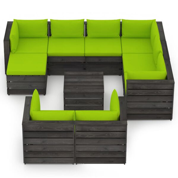 vidaXL 10d&iacute;ln&aacute; zahradn&iacute; souprava s podu&scaron;kami &scaron;edě impregnovan&eacute; dřevo