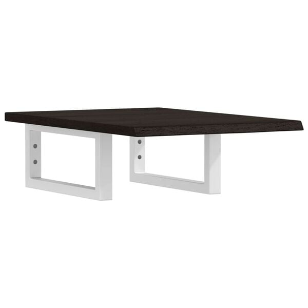 vidaXL Deska pod umyvadlo n&aacute;stěnn&aacute; ocel a masivn&iacute; dubov&eacute; dřevo