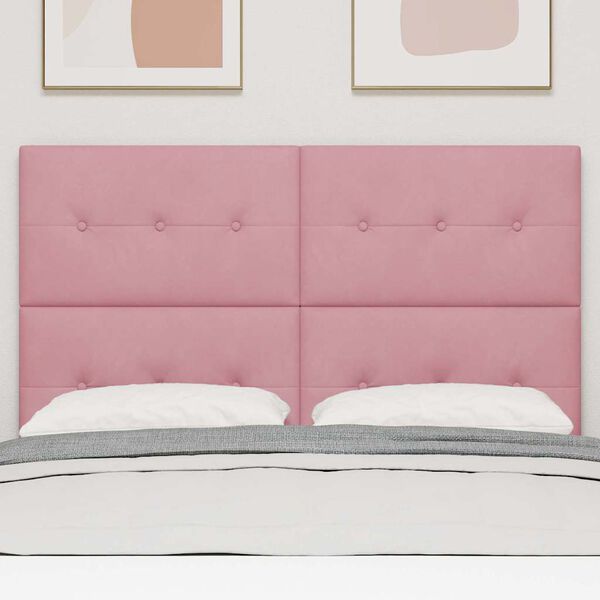 vidaXL Čelo postele s LED p&aacute;sov&yacute;mi světly s čelo Růžov&aacute; 72 cm samet