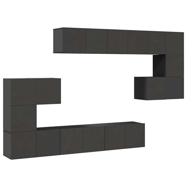 vidaXL 10d&iacute;ln&yacute; set TV skř&iacute;něk &scaron;ed&yacute; dřevotř&iacute;ska