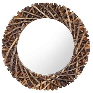 vidaXL N&aacute;stěnn&eacute; zrcadlo 60 cm teak kulat&eacute;