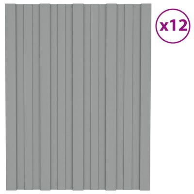 vidaXL Střešní panely 12 ks pozinkovaná ocel šedé 60 x 45 cm