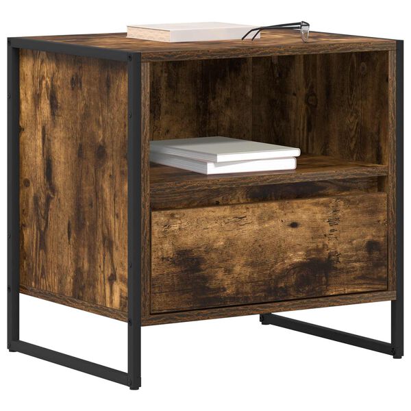 vidaXL Nočn&iacute; stolek Kouřov&yacute; dub 50 x 39,5 x 50 cm kompozitn&iacute; dřevo