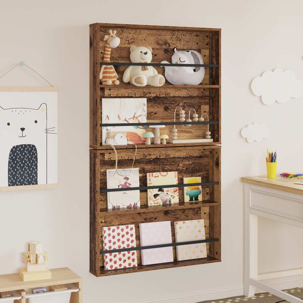 vidaXL Reg&aacute;l na časopisy s polic&iacute; 2 pcs Star&eacute; dřevo 80 x 12 x 70 cm