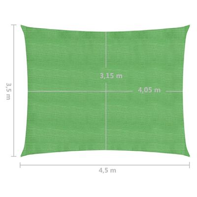 vidaXL Stínící plachta 160 g/m² světle zelená 3,5 x 4,5 m HDPE