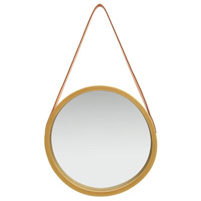 vidaXL Nástěnné zrcadlo s popruhem 40 cm zlaté