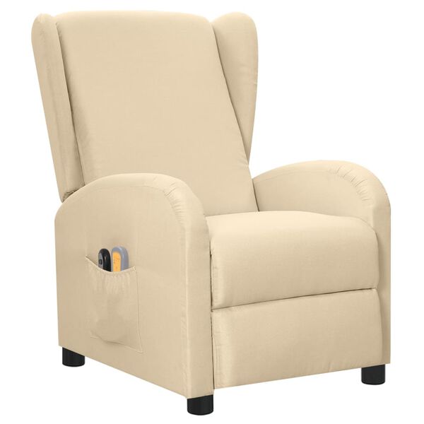 vidaXL Elektrické masážní křeslo krémové textil