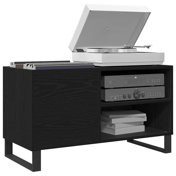 vidaXL Skř&iacute;ň na gramofonov&eacute; desky s polic&iacute; Čern&yacute; dub 85 x 38 x 48 cm