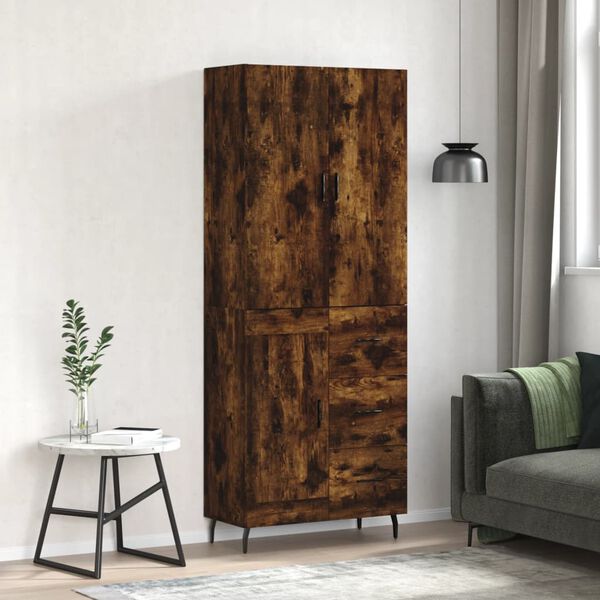 vidaXL Skř&iacute;ň highboard kouřov&yacute; dub 69,5 x 34 x 180 cm kompozitn&iacute; dřevo